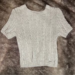 Hollister Gray Cable Knit Cropped Sweater